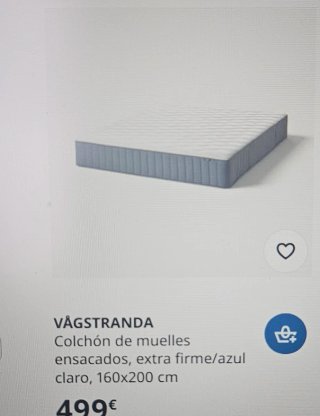 Colchón VÅGSTRANDA 160x200cm Muelles Ensacados