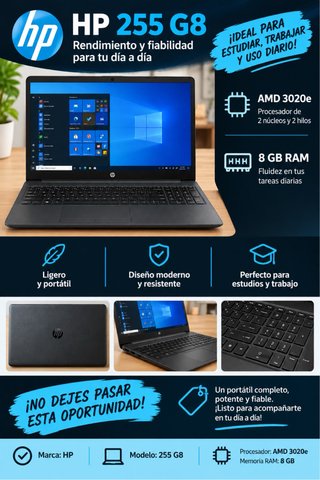 Portátil HP 255 G8 Negro