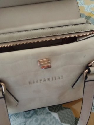 Bolso Hispanitas Beige y Dorado
