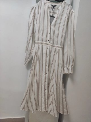 Vestido Cortefiel Rayas Marrón y Blanco