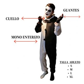 Disfraz Terrifier Talla M - Mono Payaso + Guantes