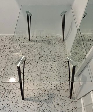 Tavolo da Scrivania in Vetro e Metallo