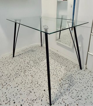 Tavolo da Scrivania in Vetro e Metallo
