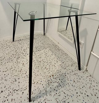 Tavolo da Scrivania in Vetro e Metallo