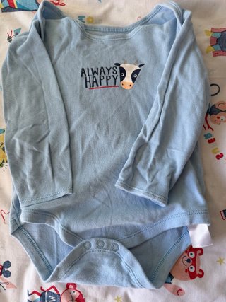Body bebé manga larga azul con vaca