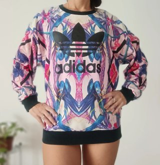 Sudadera Adidas Multicolor con Estampado Vintage