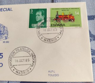 Sobre Conmemorativo EXFILNA-85 Madrid-Toledo
