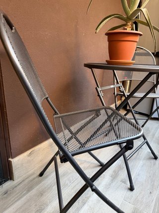 Conjunto mesa y 2 sillas terraza metal