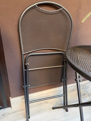 Conjunto mesa y 2 sillas terraza metal