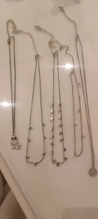 Set de 5 Collares Plateados