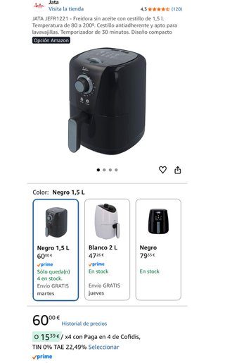 OFERTA!! Freidora sin aceite JATA JEFR1221