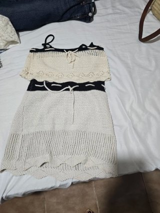Conjunto de Crochet Beige y Negro
