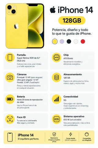IPHONE 14 128GB// BAT100%!!GARANTÍA!!CAMBIOS!!