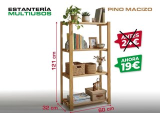 Estantería Pino Macizo Multiusos