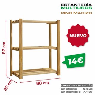 Estantería Pino Macizo Multiusos