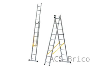 Escalera Aluminio 2X9 - 2,60+2,60 M - 52-58x25mm