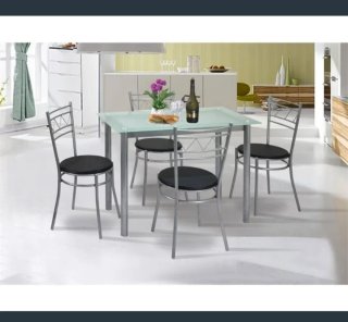 Mesa de Cocina con Cristal y Estructura Metálica