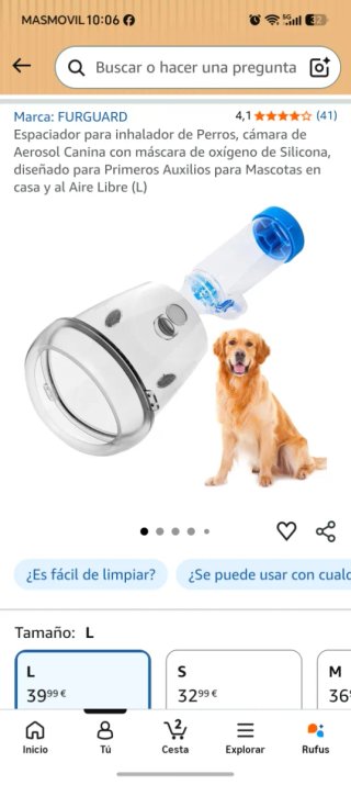 Espaciador Inhalador Perros Mascota Oxígeno
