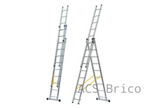 Escalera Aluminio 3x8 - 2,32+2,32+2,32 M - 54-60-54x25mm