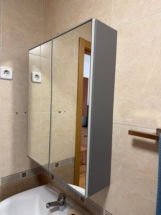Armario baño espejo metal y madera