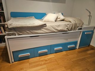 Cama juvenil 105cm + 90cm con 5 cajones
