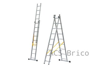 Escalera Aluminio 2X9 - 2,60+2,60 M - 52-58x25mm