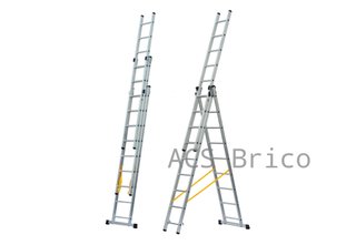 Escalera Aluminio 3x10 - 2,88+2,88+2,88 M - 67-73-67x25mm