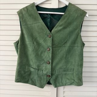 Chaleco ante verde vintage