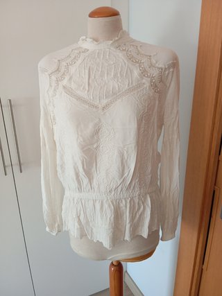 Blusa Blanca Bordada Sfera Talla L