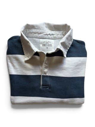 Polo estilo rugby rayas azul y blanco 7-8 años