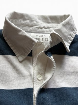 Polo estilo rugby rayas azul y blanco 7-8 años