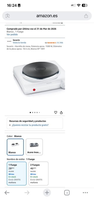 Hornillo Eléctrico Severin 1500W