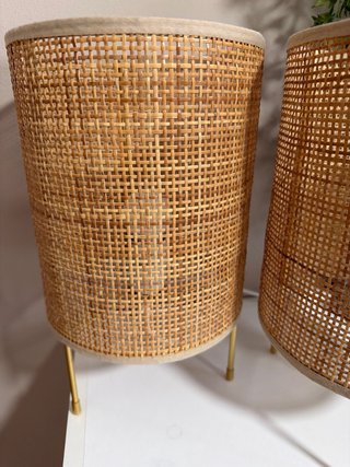 Set de 2 Lámparas de Mesilla de Ratán