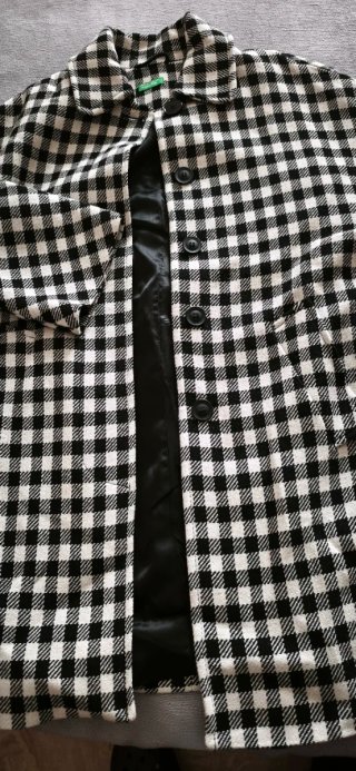 Cappotto Benetton XL a quadri manica 3/4 senza eti