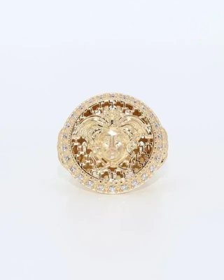Anillo Sello Medusa Calado Circonitas 18K