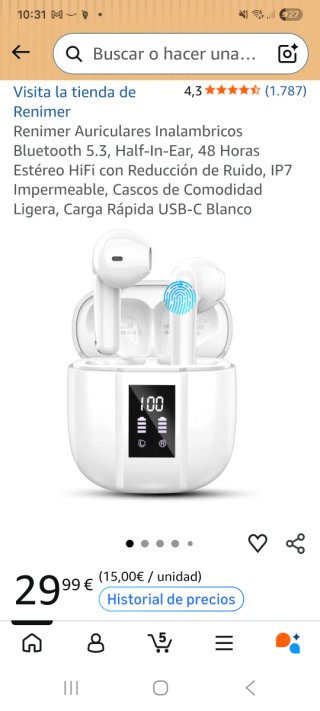 Auriculares Inalámbricos Renimer Blancos