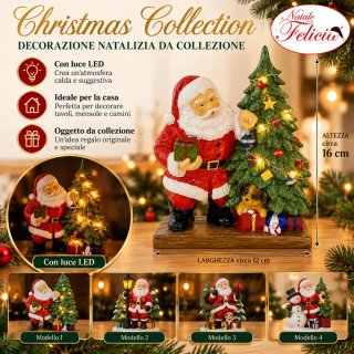 Babbo Natale con albero e luci LED