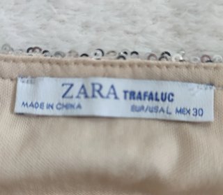 Vestido Midi de Lentejuelas Plateadas-Zara Talla M