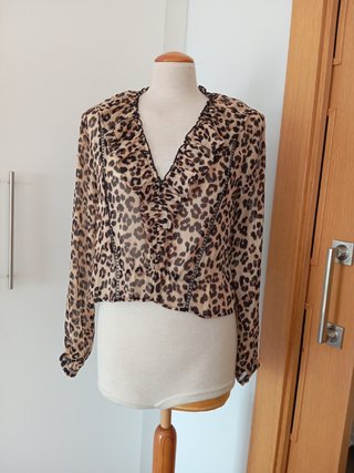 Blusa Zara Estampado Animal Talla M