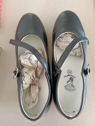 Tacones Flamenca Niña Talla 34 Negros