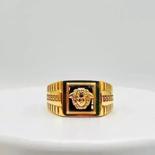 Sello Cuadrado Medusa Onix 18K