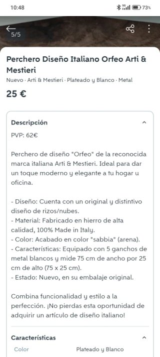 Perchero Orfeo Arti & Mestieri Diseño Italiano