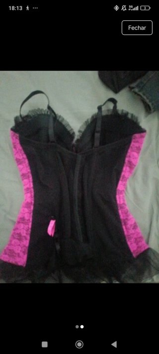 Corset Rosa com Renda Preta