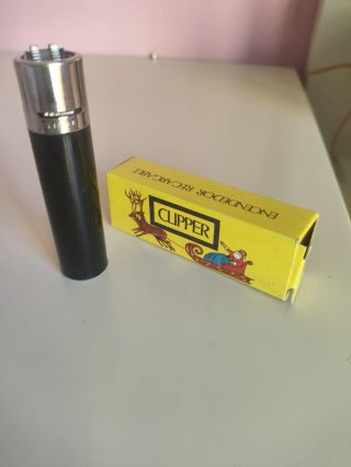Mechero Clipper Vintage con Caja Navidad. Años 70.