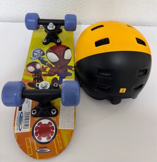 PATINETE SKATE NIÑOS 3-4 AÑOS SPIDERMAN +CASCO BTW