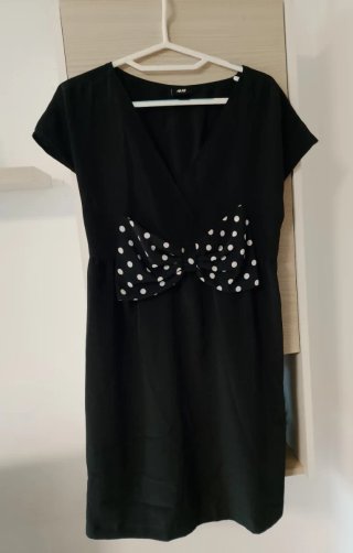 Vestido negro H&M talla 44 lazo lunares pin-up