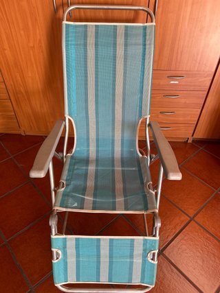 Hamaca Plegable Playa Azul y Gris