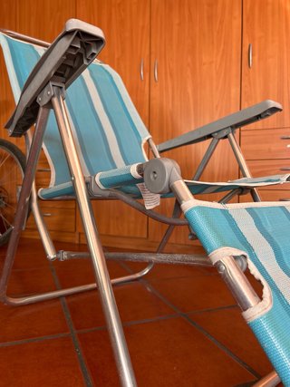 Hamaca Plegable Playa Azul y Gris
