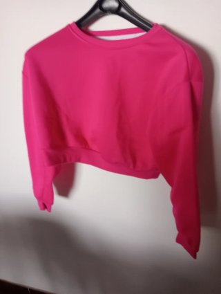 Felpa corta donna rosa fucsia
