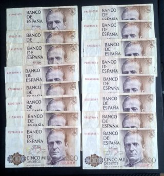 Lote 16 Billetes 5000 Pesetas 1979